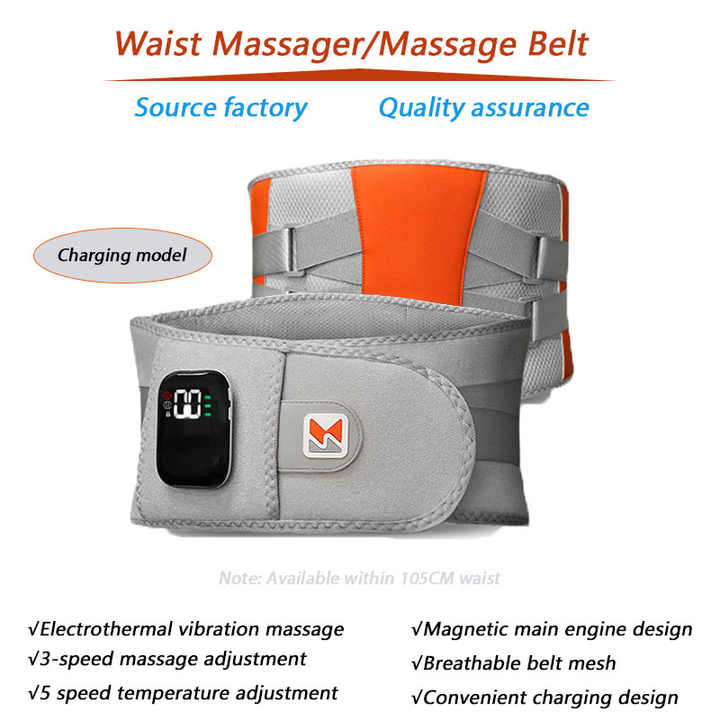 NNEDSZ Dark Blue Wireless Heated Waist Massager with Lumbar Support - Smart Back Pain Relief Device