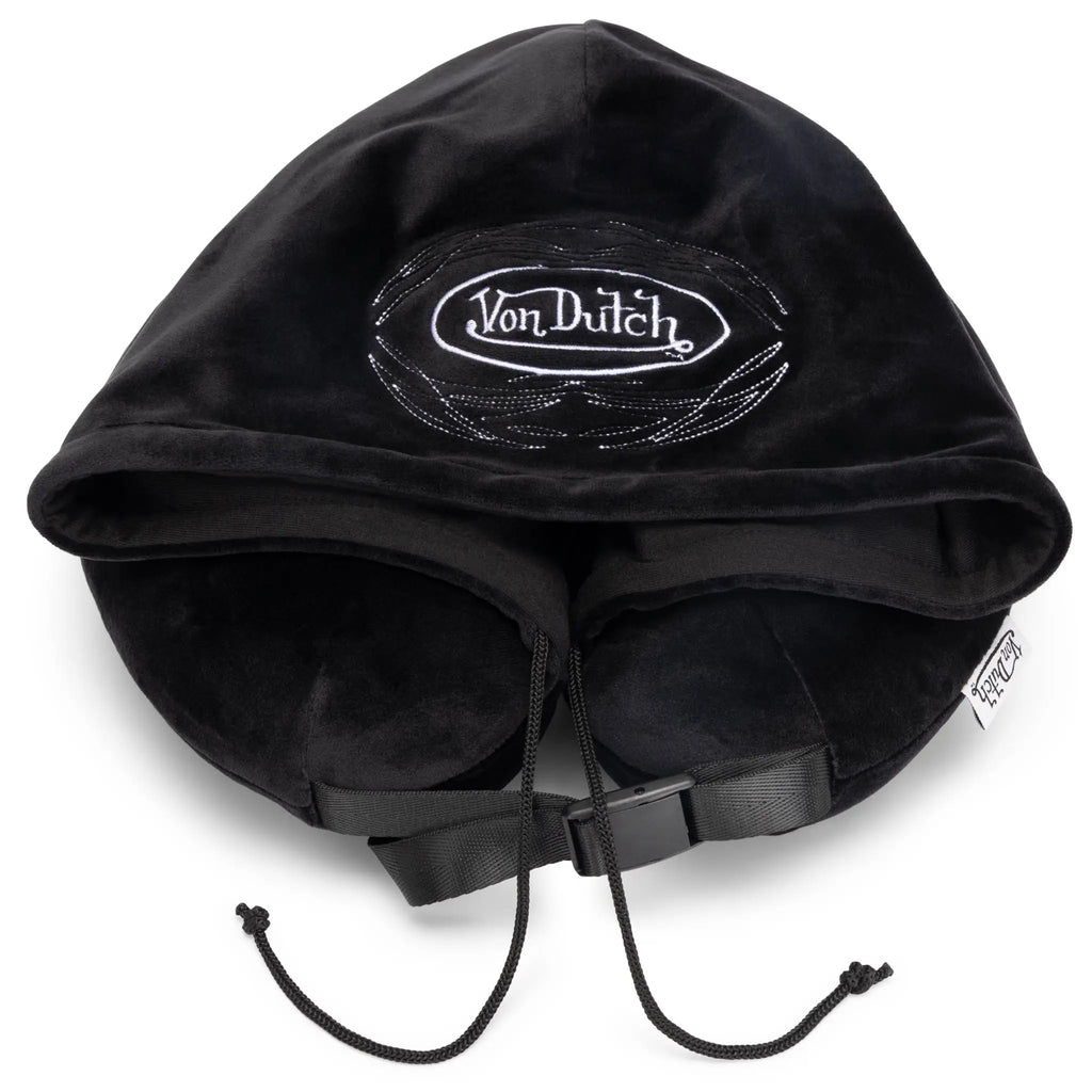 Pinstripe Hooded Memory Foam Travel Neck Pillow