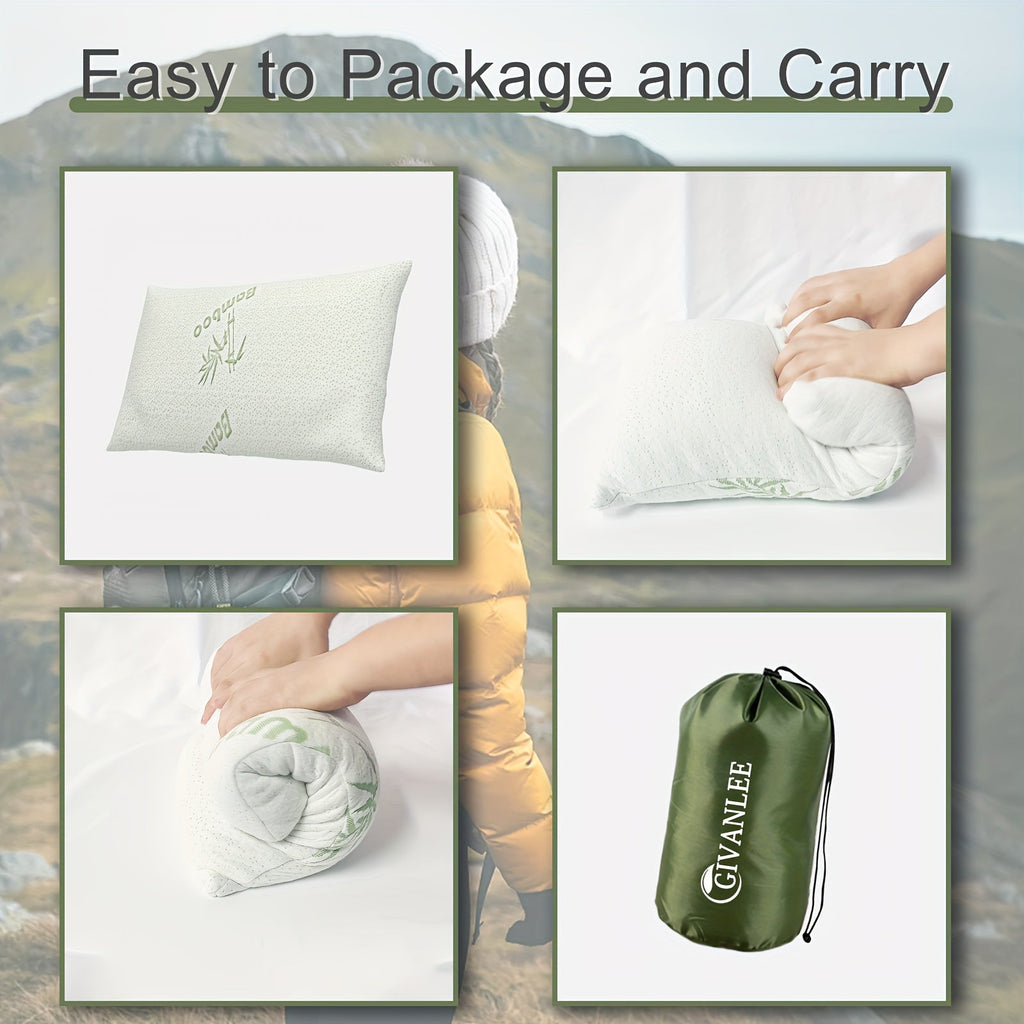 NNETM Camping Pillow Shredded Memory Foam Travel (2 Pack)